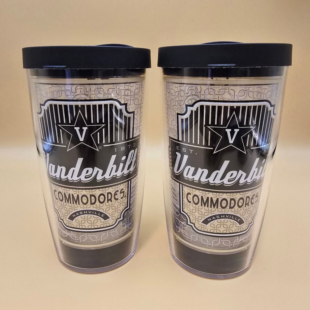 Vanderbilt Commodores Tervis Tumbler 16oz Insulated Travel Mugs with Lids Set